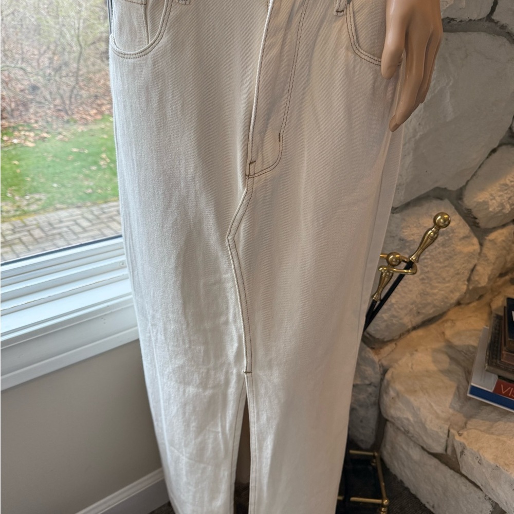 Blanc NYC White Denim Skirt with Front Slit